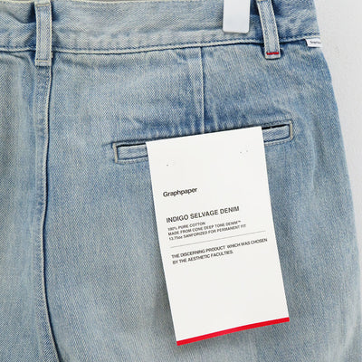 【Graphpaper/グラフペーパー】<br>Selvage Denim Two Tuck Pants (LIGHT FADE) <br>GU241-40188LB