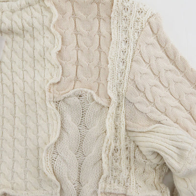 【SEEALL/シーオール】<br>OVERSIZED  PATCHWORK CABLE CREW NECK <br>SAU31RK602