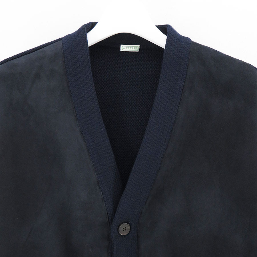 【A.PRESSE/アプレッセ】<br>Cashmere Suede Combination Cardigan <br>23AAP-03-11H