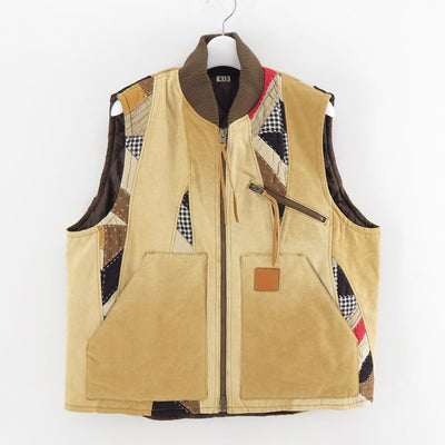 【KHOKI/コッキ】<br>Vintage-effect quilt vest <br>25fw-v-01