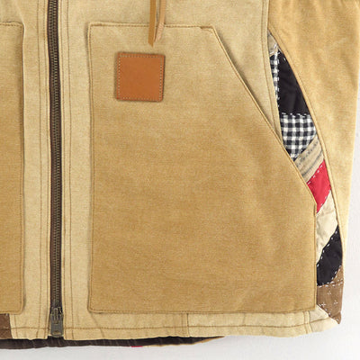 【KHOKI/コッキ】<br>Vintage-effect quilt vest <br>25fw-v-01