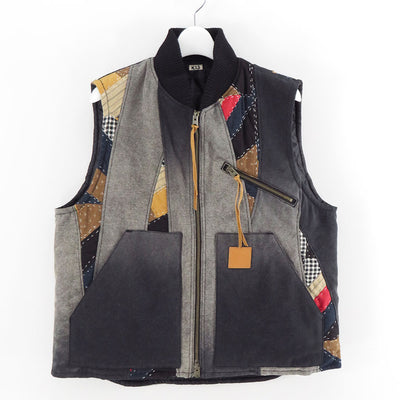 【KHOKI/コッキ】<br>Vintage-effect quilt vest <br>25fw-v-01