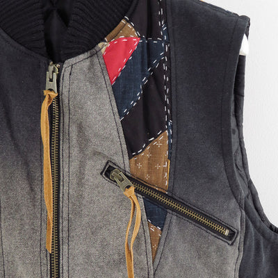【KHOKI/コッキ】<br>Vintage-effect quilt vest <br>25fw-v-01