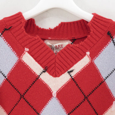 【M A S U/エムエーエスユー】<br>DIAMOND SCRAPED SWEATER <br>M25F9KN001