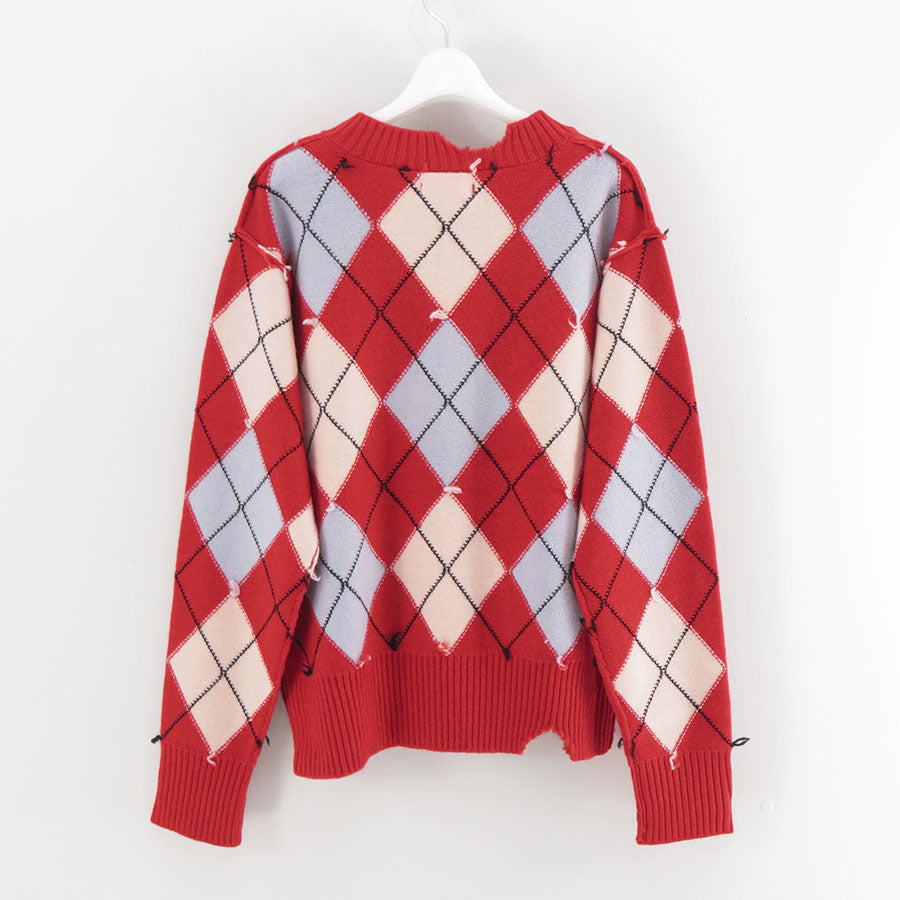 【M A S U/エムエーエスユー】<br>DIAMOND SCRAPED SWEATER <br>M25F9KN001
