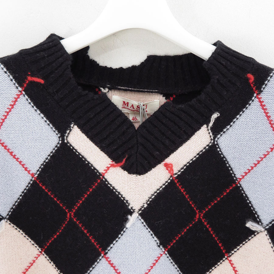 【M A S U/エムエーエスユー】<br>DIAMOND SCRAPED SWEATER <br>M25F9KN001