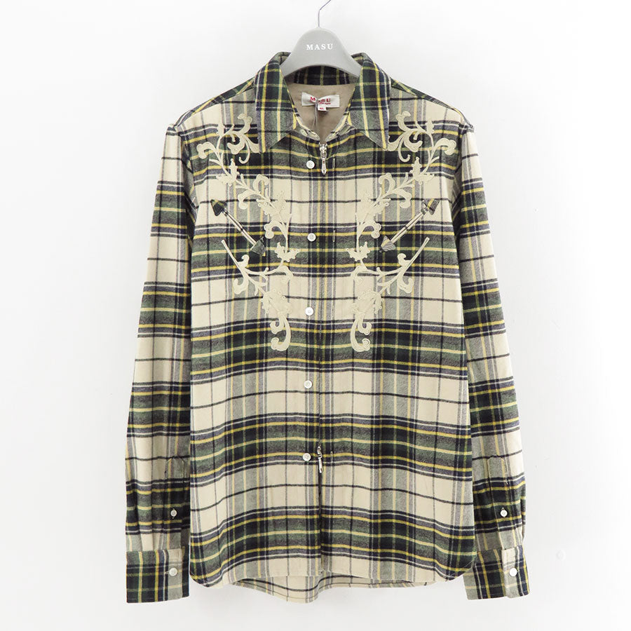 【M A S U/エムエーエスユー】<br>RODEO ZIP-UP PLAID SHIRT <br>M25F9SL005