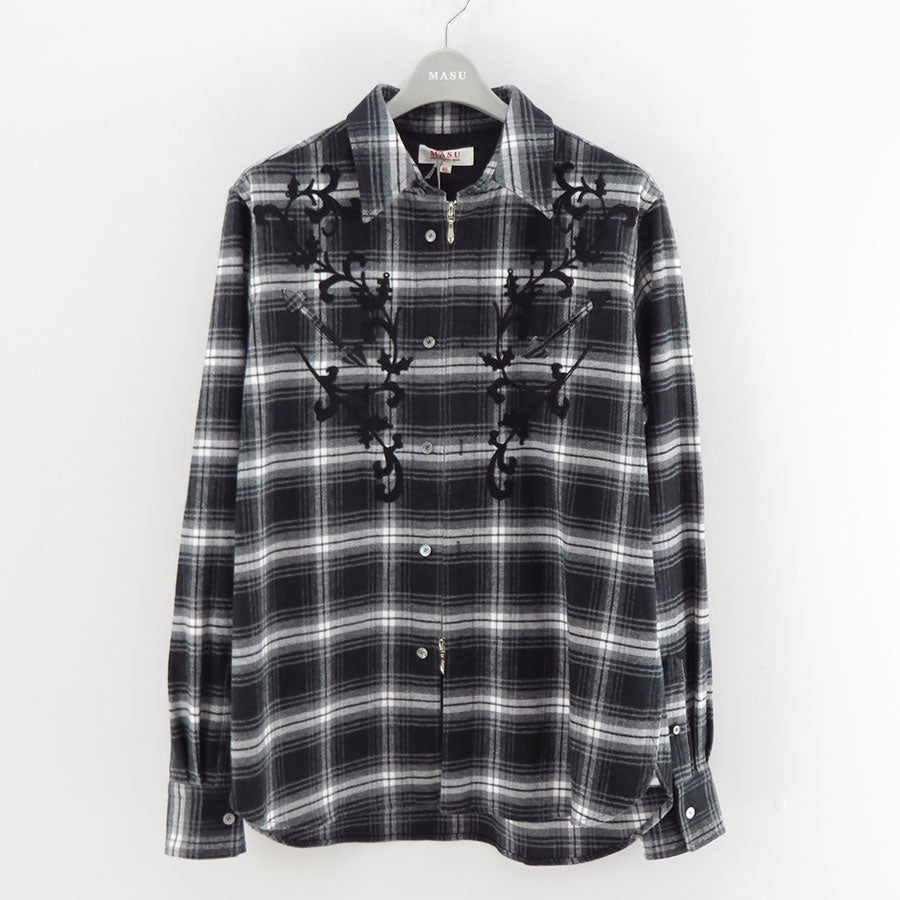 M A S U/エムエーエスユー】RODEO ZIP-UP PLAID SHIRT M25F9SL005の M A S U/エムエーエスユー】RODEO ZIP-UP PLAID SHIRT M25F9SL005の