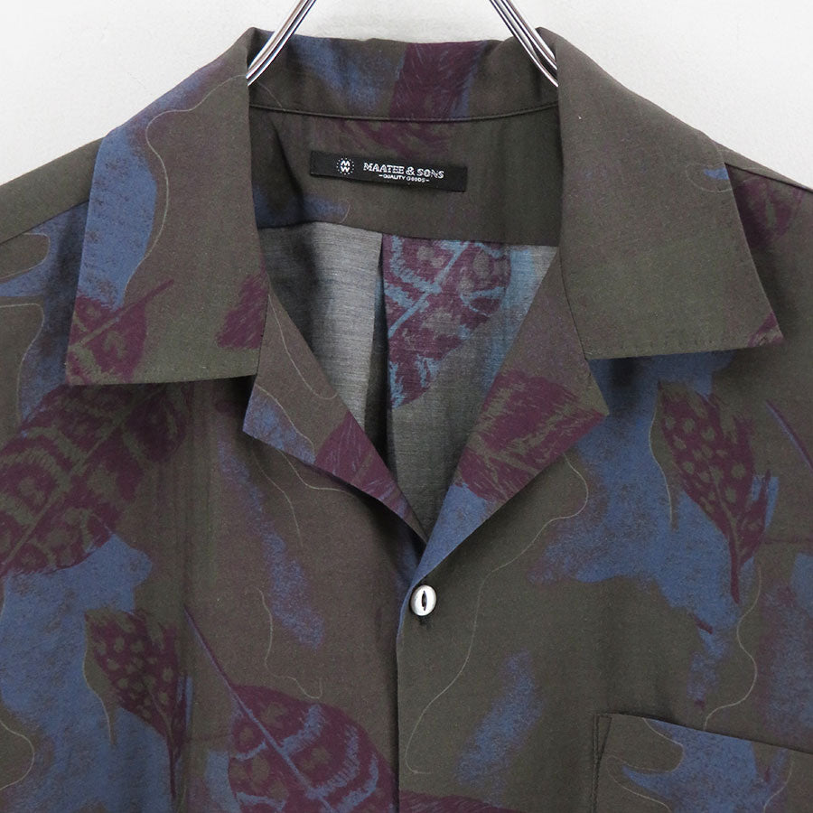 MAATEE&SONS/マーティーアンドサンズ】OPEN COLLAR SHIRTS LEAF PRINT