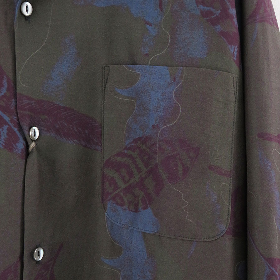 MAATEE&SONS/マーティーアンドサンズ】OPEN COLLAR SHIRTS LEAF PRINT
