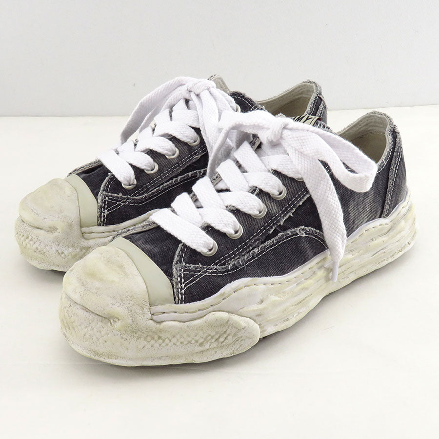 【Maison MIHARA YASUHIRO】<br>"HANK" OG Sole Bleach-Wash Denim Canvas Low-top Sneaker (BLACK) <br>A15FW731