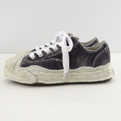 【Maison MIHARA YASUHIRO】<br>"HANK" OG Sole Bleach-Wash Denim Canvas Low-top Sneaker (BLACK) <br>A15FW731