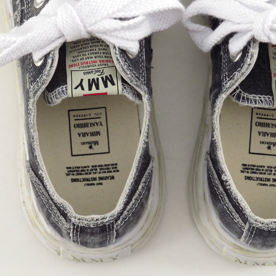 【Maison MIHARA YASUHIRO】<br>"HANK" OG Sole Bleach-Wash Denim Canvas Low-top Sneaker (BLACK) <br>A15FW731