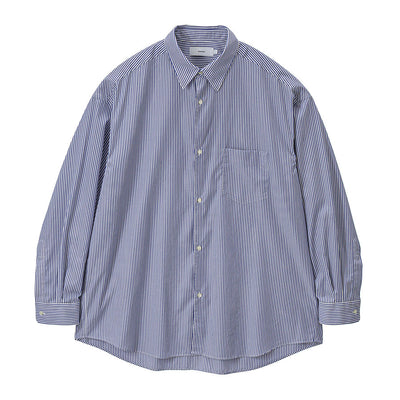 【Graphpaper/グラフペーパー】<br>Broad Stripe L/S Oversized Regular Collar Shirt <br>GM254-50022STB