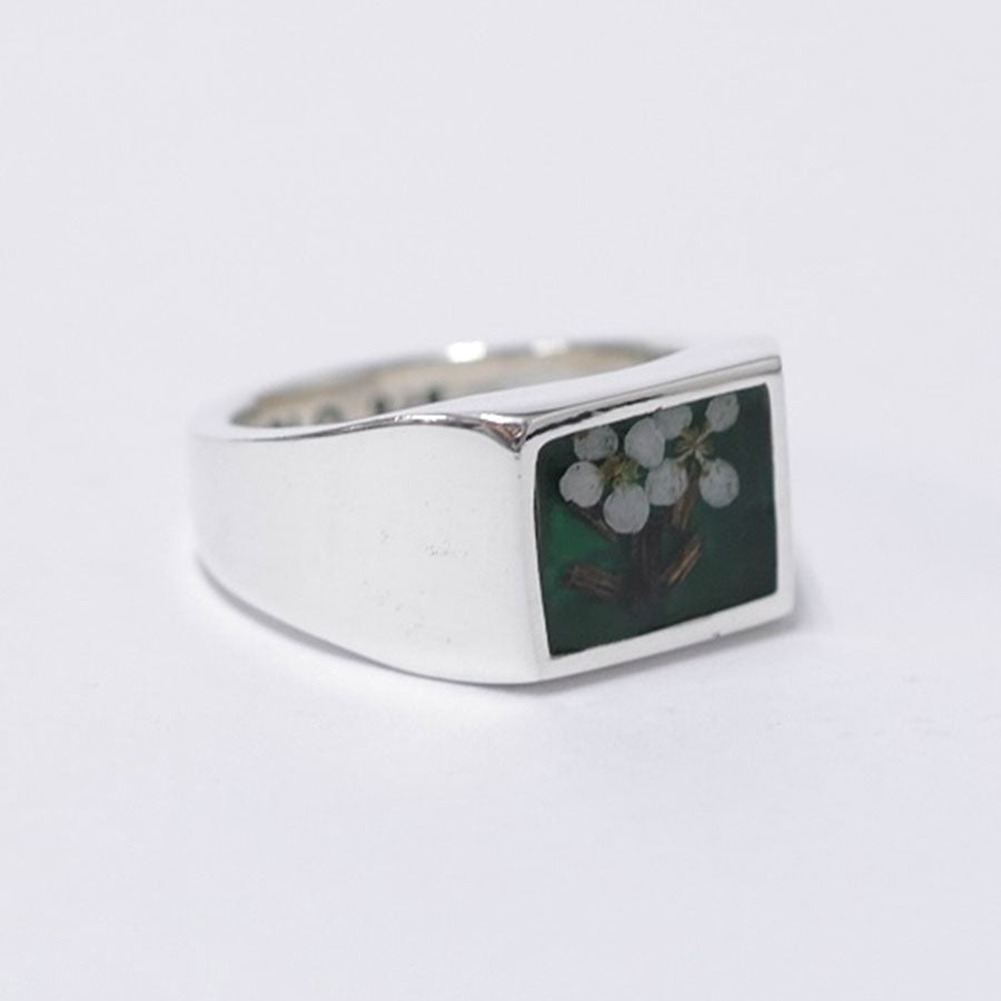 【XOLO JEWELRY/쇼로쥬얼리】<br> Signet Ring with Flower / Green<br> XOR043 
