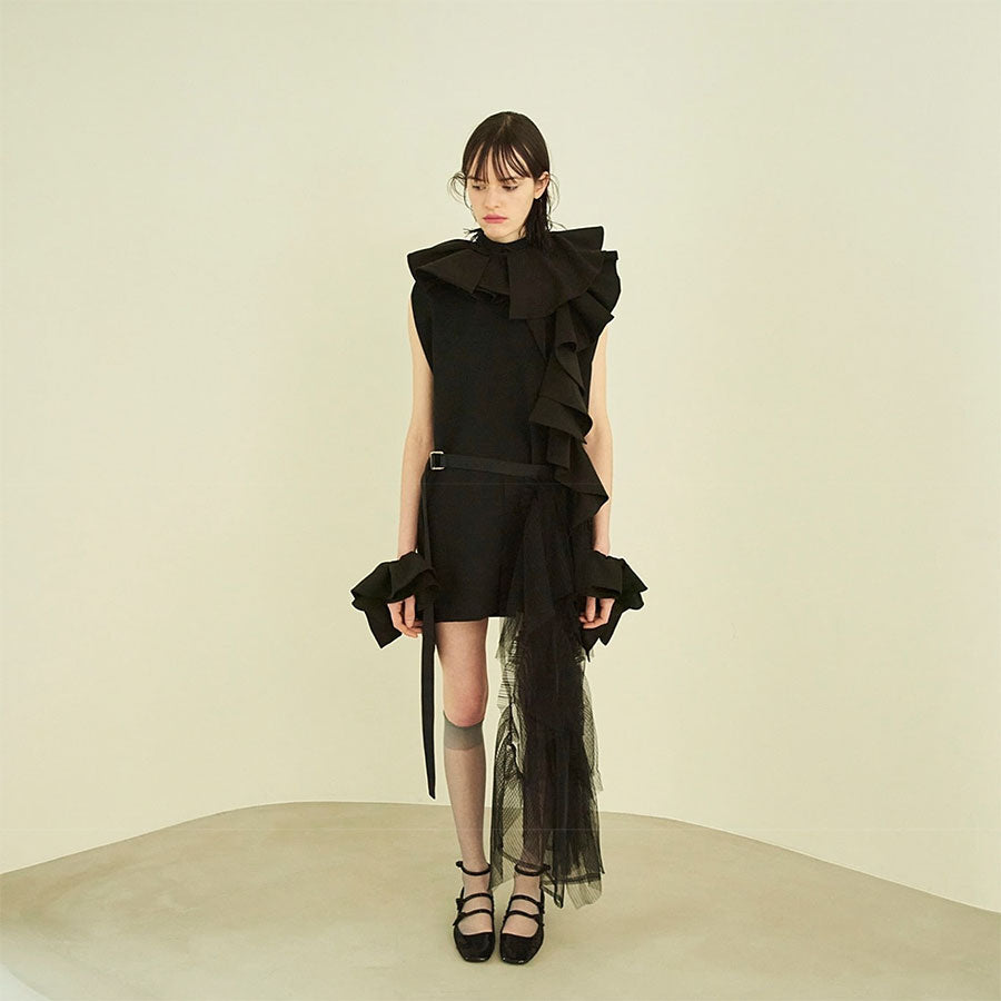 【MARGE/マージ】<br>Suede ruffle scarf <br>1006-0108-258