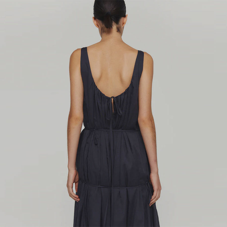 【AMOMENTO/アモーメント】<br>NECK SHIRRING SHEER LONG DRESS <br>AM24SSW07DR