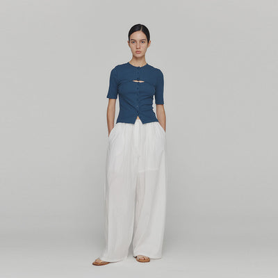 【AMOMENTO/アモーメント】<br>COTTON BANDING WIDE PANTS <br>AM24SSW09PT