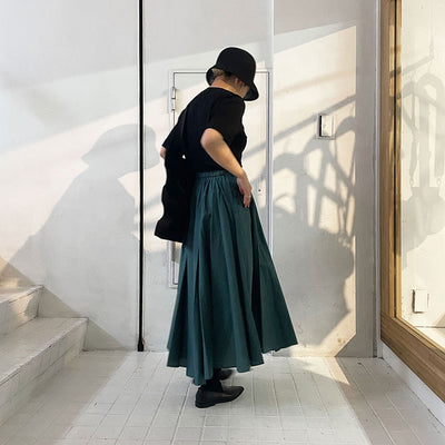 【ATON/エイトン】MICRO COTTON SATIN GATHERED SKIRT <br>SKAGSM0402