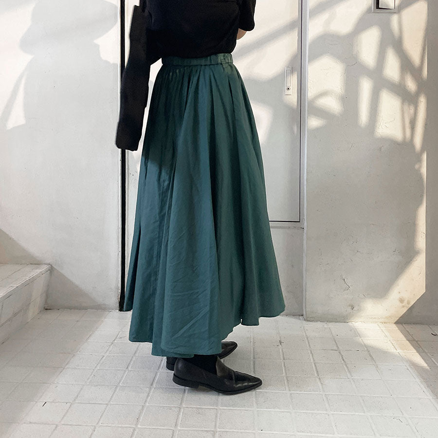 【ATON/エイトン】MICRO COTTON SATIN GATHERED SKIRT <br>SKAGSM0402