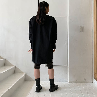 【KISHIDAMIKI/キシダミキ】<br>grosgrain shirt with leather label <br>S4-006