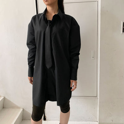 【KISHIDAMIKI/キシダミキ】<br>grosgrain shirt with leather label <br>S4-006