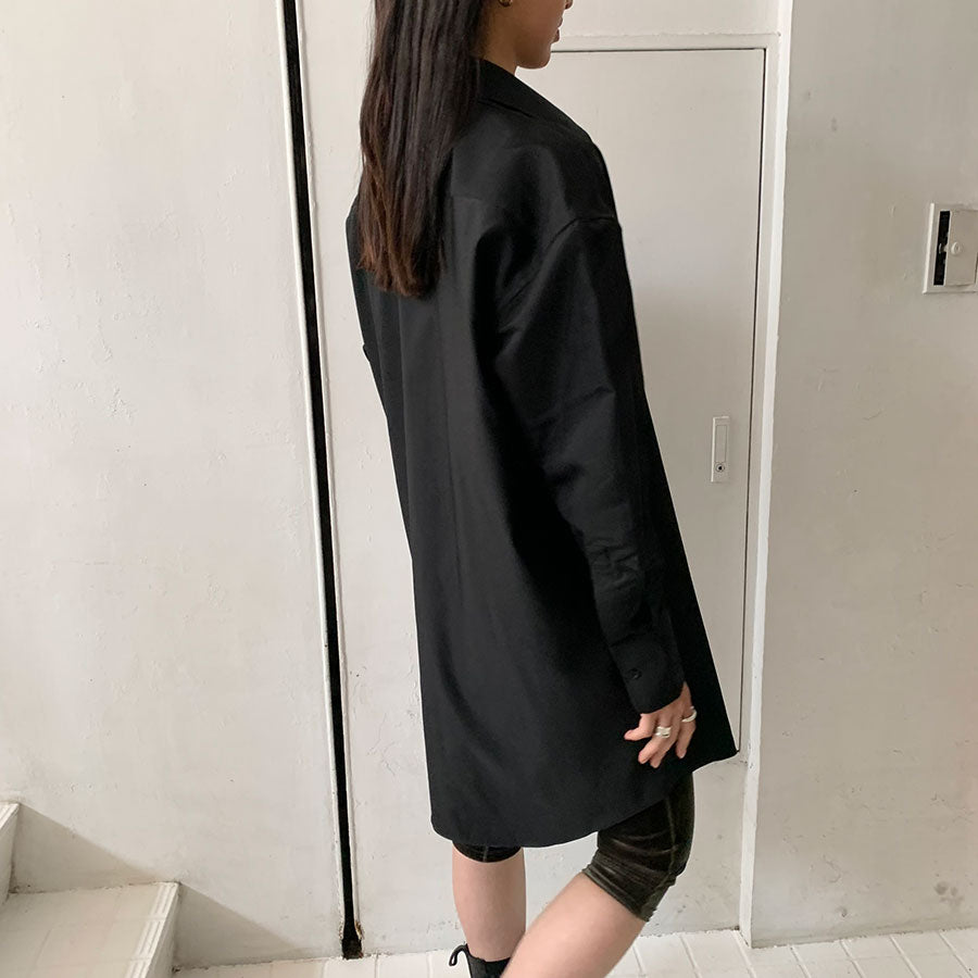 【KISHIDAMIKI/キシダミキ】<br>grosgrain shirt with leather label <br>S4-006
