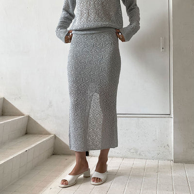 【KANAKO SAKAI/カナコサカイ】<br>KAMON KNITTED SKIRT <br>KS2302085