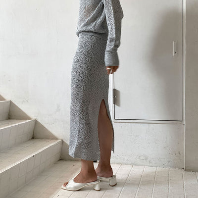 【KANAKO SAKAI/カナコサカイ】<br>KAMON KNITTED SKIRT <br>KS2302085