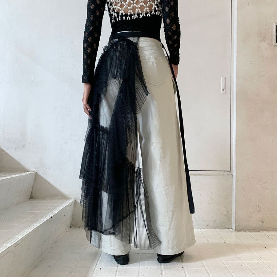 【MARGE/マージ】<br>Pleated tulle wrap skirt <br>1006-0105-253