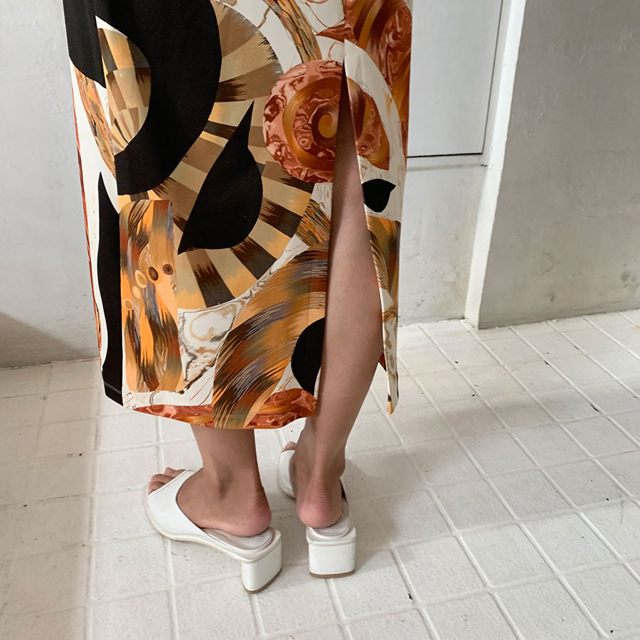 【Mame Kurogouchi/マメ】<br>Marble Print I-Line Jersey Dress <br>MM23FW-JS022