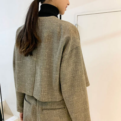 【SINME/シンメ】<br>ツィードノーカラージャケット <br>S23AW-16