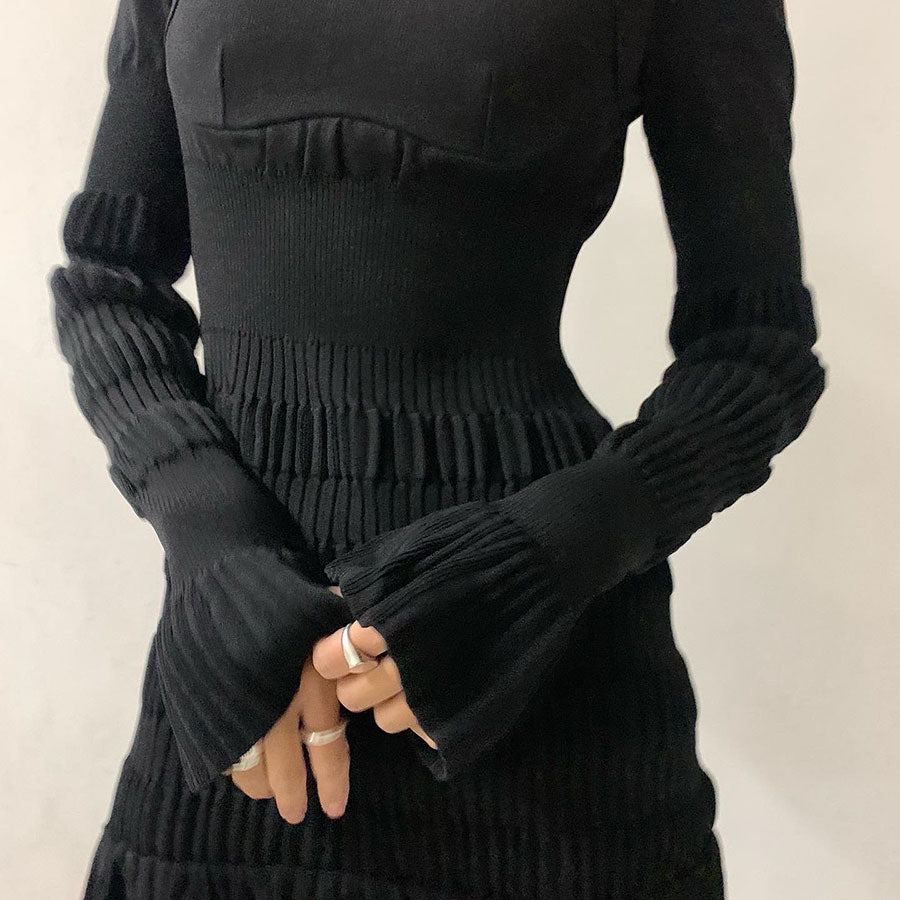【FETICO/フェティコ】STRIPE KNIT MIDI DRESS <br>FTC234-0709
