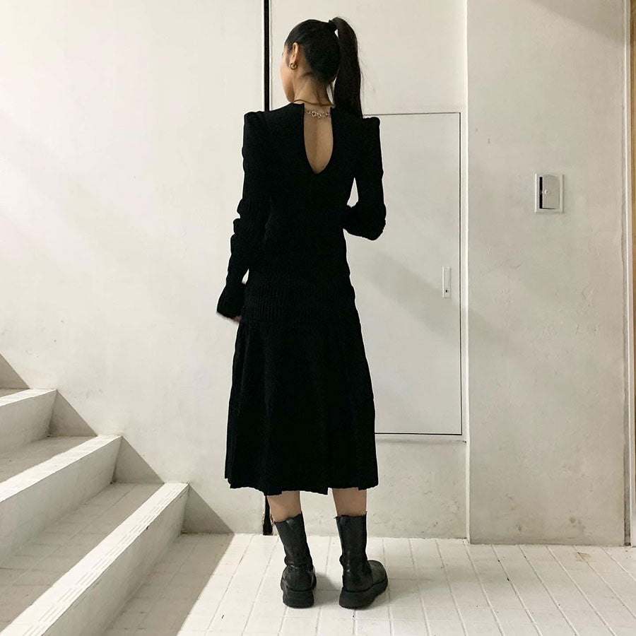 【FETICO/フェティコ】STRIPE KNIT MIDI DRESS <br>FTC234-0709