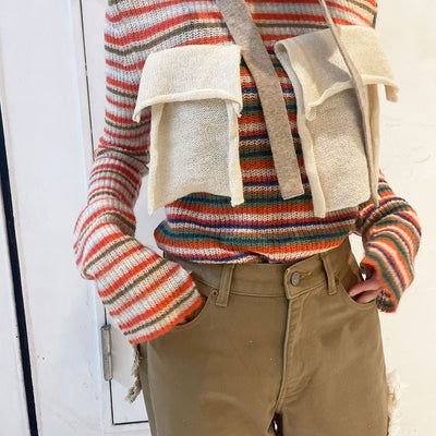【kotohayokozawa/コトハヨコザワ】<br>MOHAIR BORDER HIGH NECK KNIT <br>KT23A-KN05