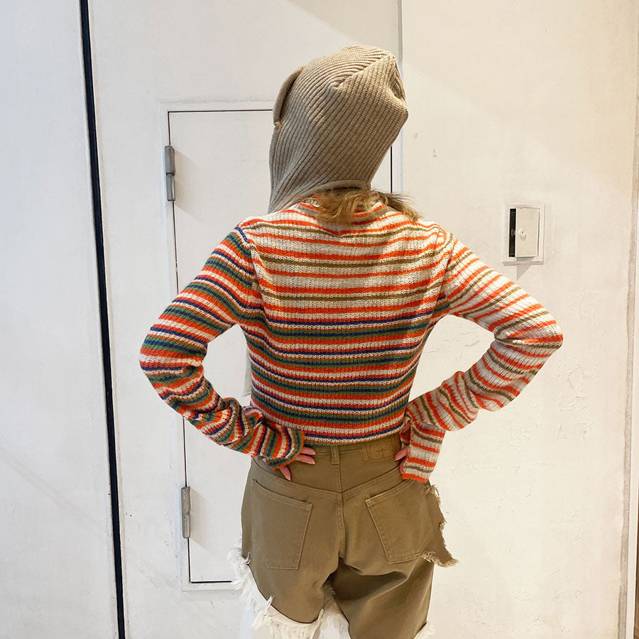 【kotohayokozawa/コトハヨコザワ】<br>MOHAIR BORDER HIGH NECK KNIT <br>KT23A-KN05