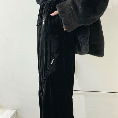 【M A S U/エムエーエスユー】<br>VELVET ZIPPER EASY PANTS <br>MFFW-PT0723