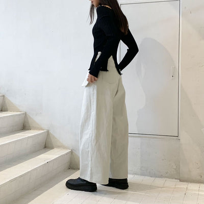 【FETICO/フェティコ】RIB KNIT SLIT TOP <br>FTC234-0706