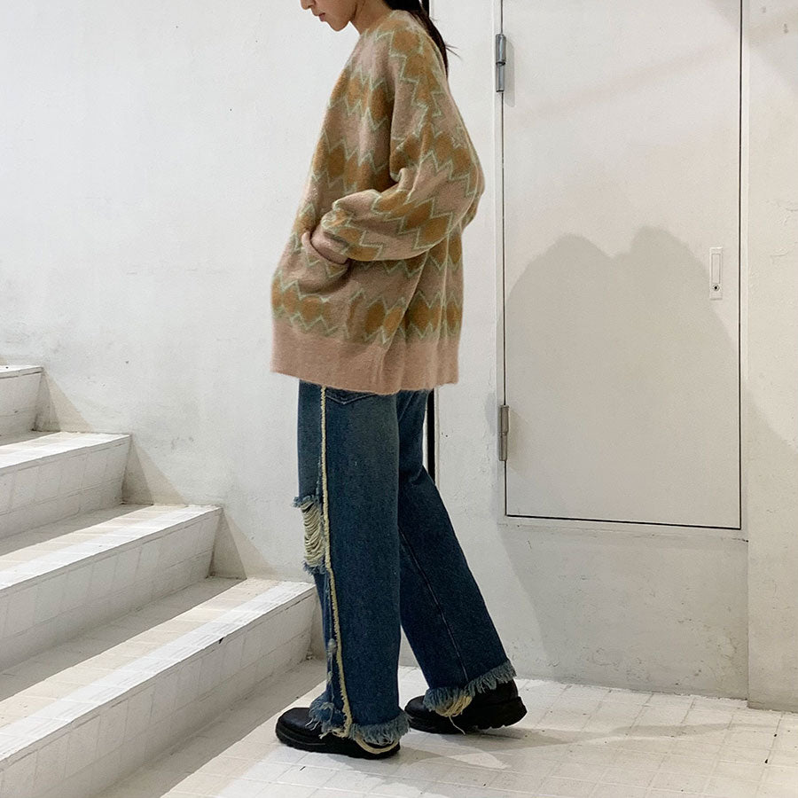 【DAIRIKU/ダイリク】<br>Mohair Border Cardigan <br>23AWK-2