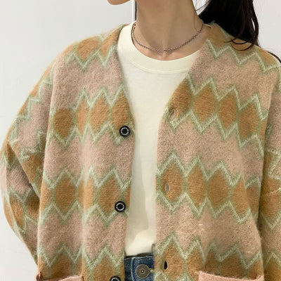 【DAIRIKU/ダイリク】<br>Mohair Border Cardigan <br>23AWK-2