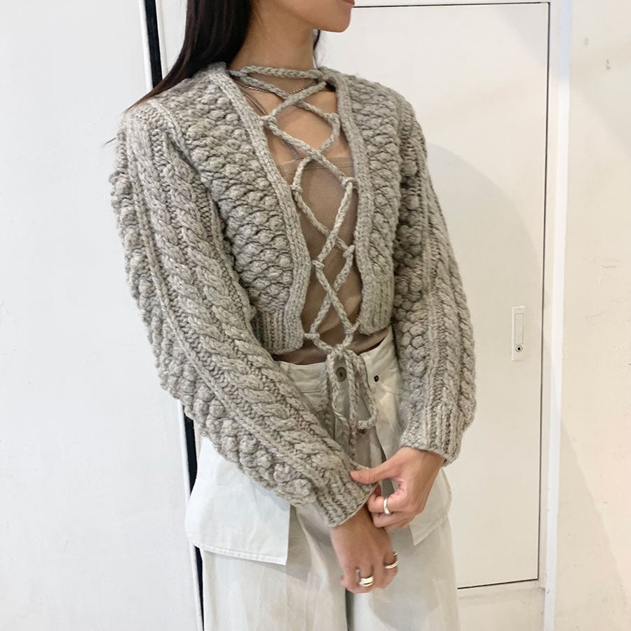 【ERIKOKATORI/エリコカトリ】<br>lace up hand knit <br>EK7-5-2