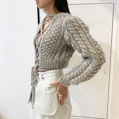【ERIKOKATORI/エリコカトリ】<br>lace up hand knit <br>EK7-5-2