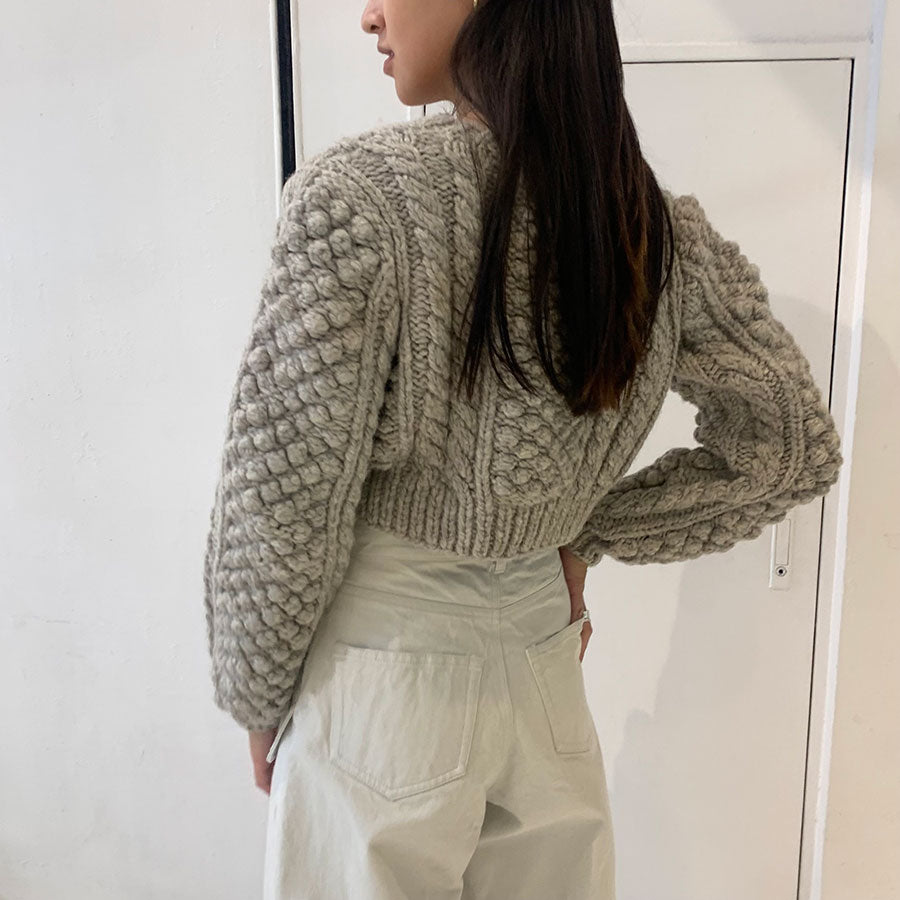 【ERIKOKATORI/エリコカトリ】<br>lace up hand knit <br>EK7-5-2
