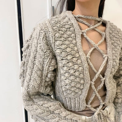【ERIKOKATORI/エリコカトリ】<br>lace up hand knit <br>EK7-5-2