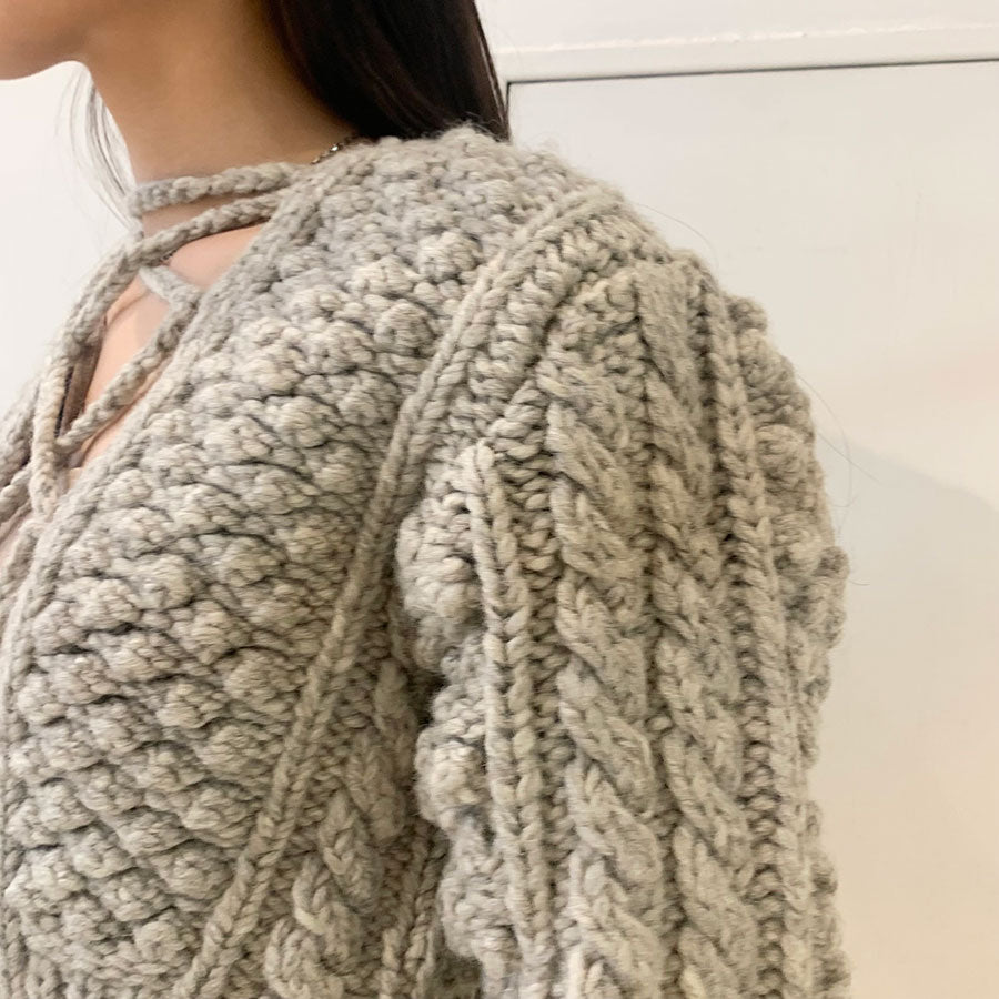 【ERIKOKATORI/エリコカトリ】<br>lace up hand knit <br>EK7-5-2