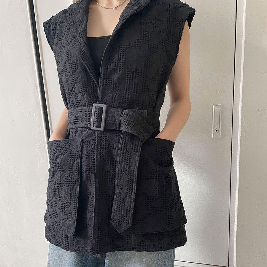 FUMIKA UCHIDA/フミカウチダ】WAFFLE SLEEVELESS SAFARI JACKET T-OT001の通販 「ONENESS  ONLINE STORE」
