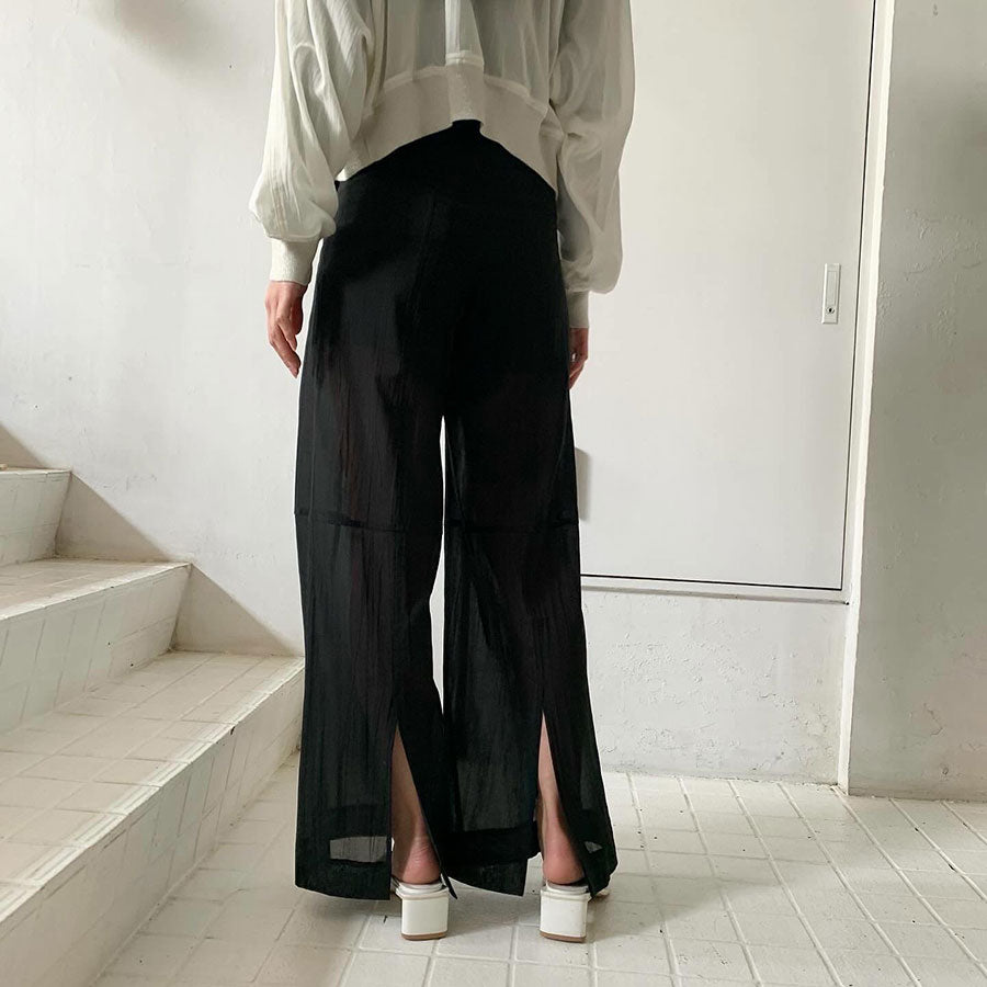 安価 ワタナベ KANAKO SAKAI/カナコサカイ】SHEER WIDE TROUSERS KS2401061の パンツ