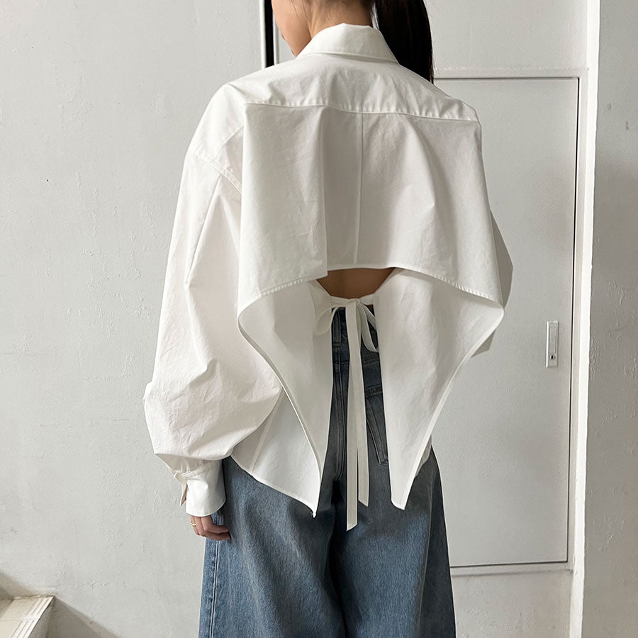 【RYU KAGA/リュウ カガ】<br>Open back fly front shirt <br>64RH02A
