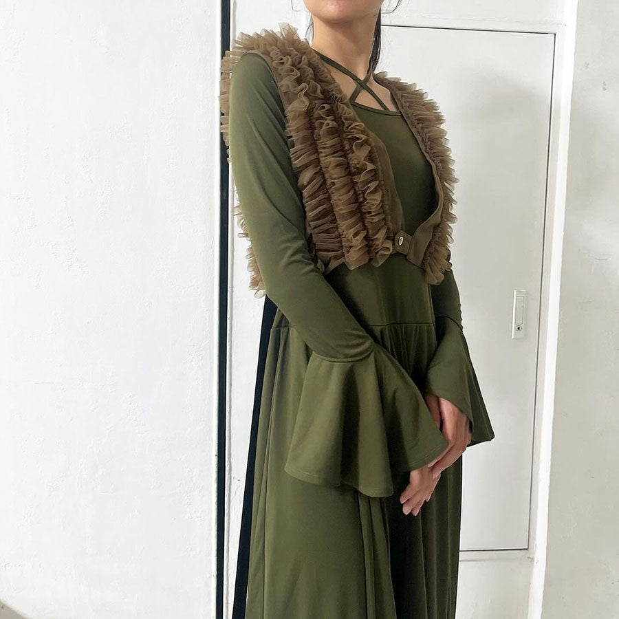 RYU KAGA/リュウ カガ】Floating military tulle vest 84RL01Fの
