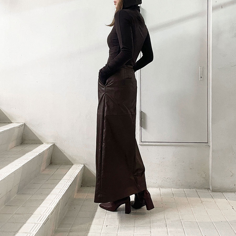 【IIROT/イロット】<br>Leather touch Skirt <br>027-024-WS18
